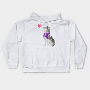 Watercolour Siberian Husky Kids Hoodie